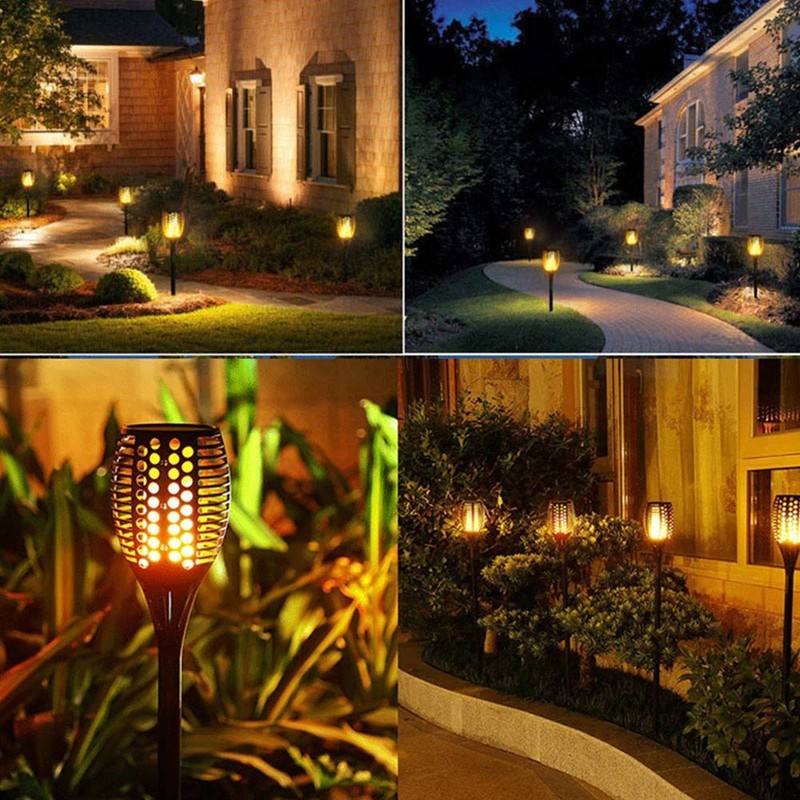 ABFP Solar Lights Outdoor, 2 Pack Torches Flame Garden Lights
