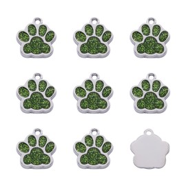 Magibeads - Abalorio esmaltado con estampado de pata con purpurina en polvo, aleación esmaltada, gato y perro, colgante de pata de perro para llavero, manualidades, joyería, No es una piedra preciosa