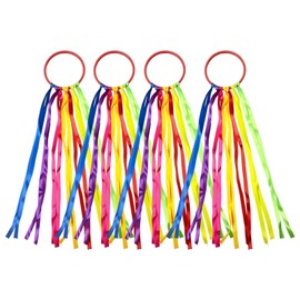 Funver Rainbow Dance Ribbons, 45cm Colorful Gymnastics Rhythm Ribbons with Sticks, Sensory Streamers for Performance Training and Creative Movement Play (Rainbow)