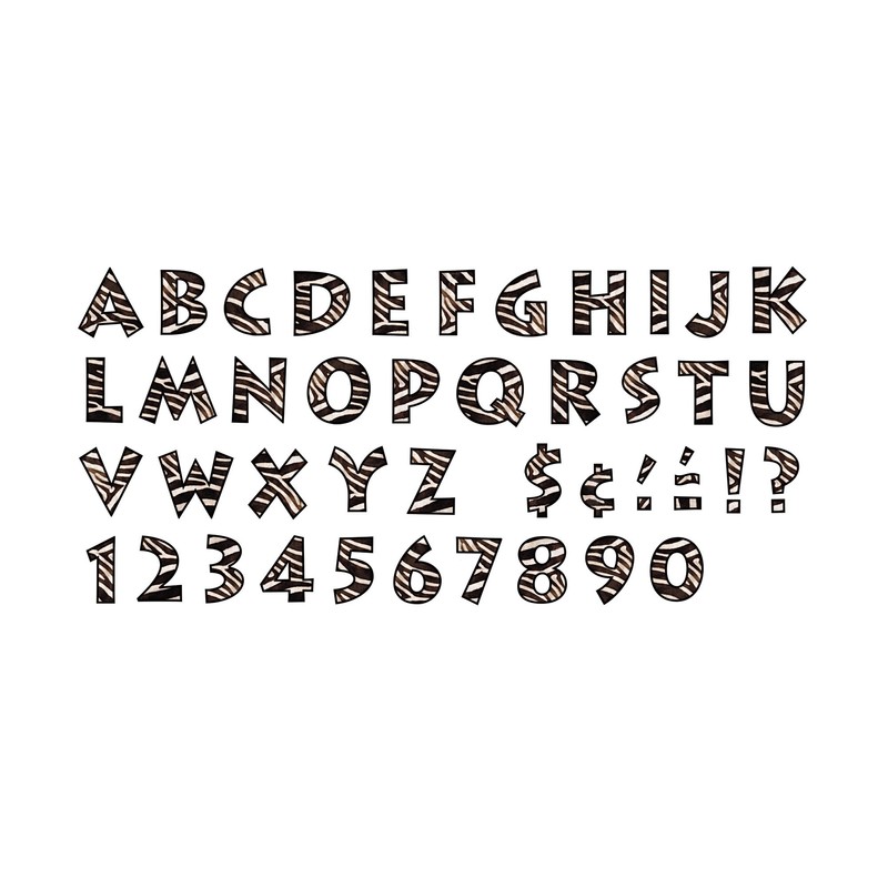 Trend Enterprises Venture Uppercase Ready Letters (93 Piece), 4", Zebra