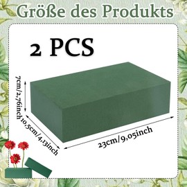 Caelura Pack of 2 Rectangular Floral Foam 23 x 10.5 x 7 cm, Sponge for Flower Arrangements, Foam Block for Artificial Flowers, Green Flowers Foam Block