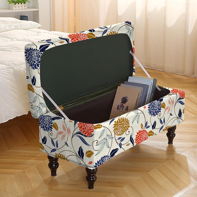 Eco-Ancheng Storage Ottoman Cover Rectangle Ottoman Slipcover Folding Storage Bench