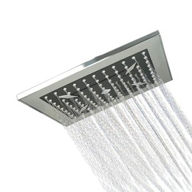 SOLVEX Cabezal de Ducha de Lluvia-8 Pulgadas Regadera Cuadrada para Baño, Boquillas de Silicona Anti-Obstrucción para Aumentar la Presión, Cuerpo de Plástico, Bola de Latón, Acabado Cromado, SP-50011