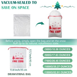 Aodaer Christmas Fake Snow Decor 750g Artificial Snow Decorations Fluffy Soft Cotton Fake Snow Indoor Fiber Snow for Christmas Tree Holiday Table and Winter Mantle Village Display Outside