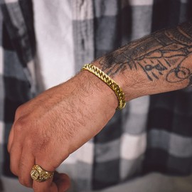 Bandmax Men's Women's Stainless Steel Chain Cuban Curb Bracelet 8 mm/12 mm/17 mm Wide Curb Chain Bracelet 19/21/23 cm Chain Boys Girls Jewellery, Stainless Steel