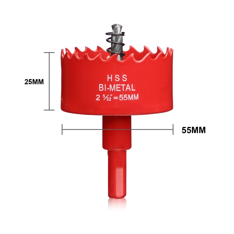 55mm Hole Saw for Wood, HSS Bi-Metal Hole Cutter for