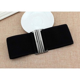 Oyccen Women's Elastic Waist Belt Wide Dress Belt Stretchy Waistband with Metal Buckle, black