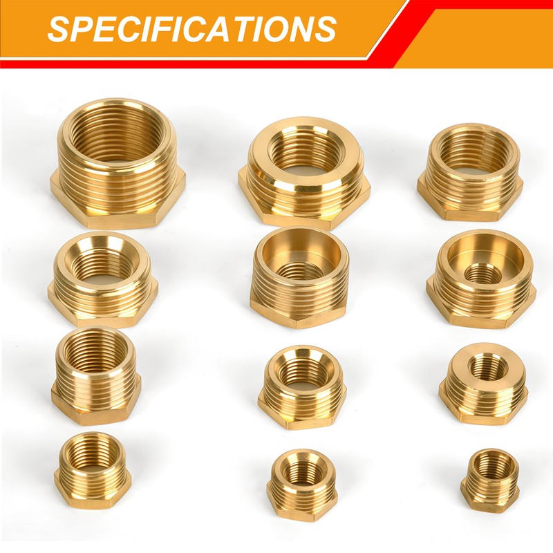 Brass Reducer, 3/8 Inch Male Thread x 1/8 Inch Female