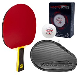Angel Strike Paddle Bundle (Includes Hard Case & 6 Balls) | CounterStrike Table Tennis | Ping Pong Paddle | Offensive Table Tennis Paddle | ITTF Approved | Ping Pong Set (Black Matte Fiber Hard Case)