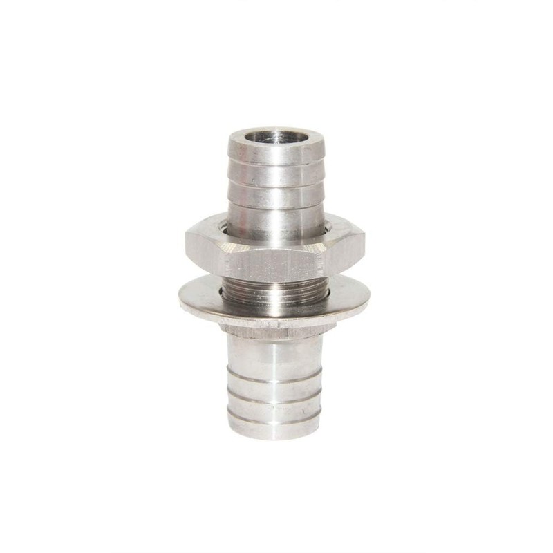 Beduan 1/2" Hose Barb Thru-Bulk Bulkhead Straight Hex Union Stainless