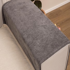 JIAHG Luxurious Chenille Sofa Armrest Organizer with 3 Side Pockets Universal Couch Armchair Caddy Storage Bag Armrest Cover Tidy Table Space Saver for TV Remote Control Magazines Glasses (Deep Grey)