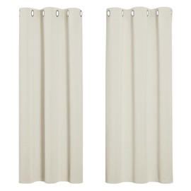 PONY DANCE Light Beige Curtains for Kids Bedroom Kitchen Eyelet Short for Small Windows Thermal Door Curtains Window Panles Girls Boys Curtains, W 37" x L 54", 2 panels