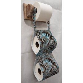 Penny's Needful Things Brown & Teal Paisley Toilet Paper Holder