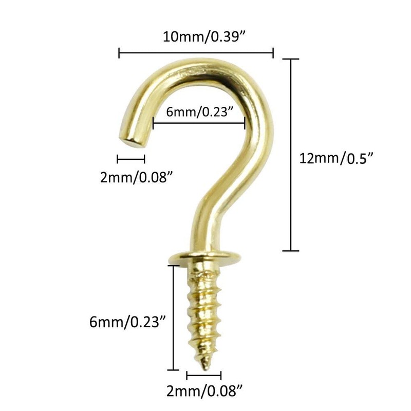 Biaungdo 100 Pcs 1/2" Ceiling Cups Hooks Screw Hooks Ceiling
