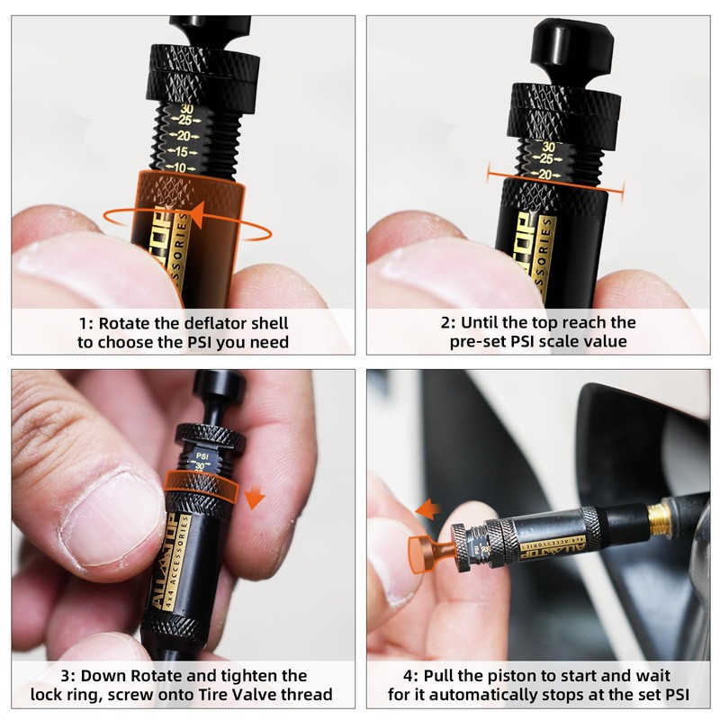 ALL-TOP Adjustable Auto-Stop Tire Deflator Valve Kit (10-30 PSI) 4