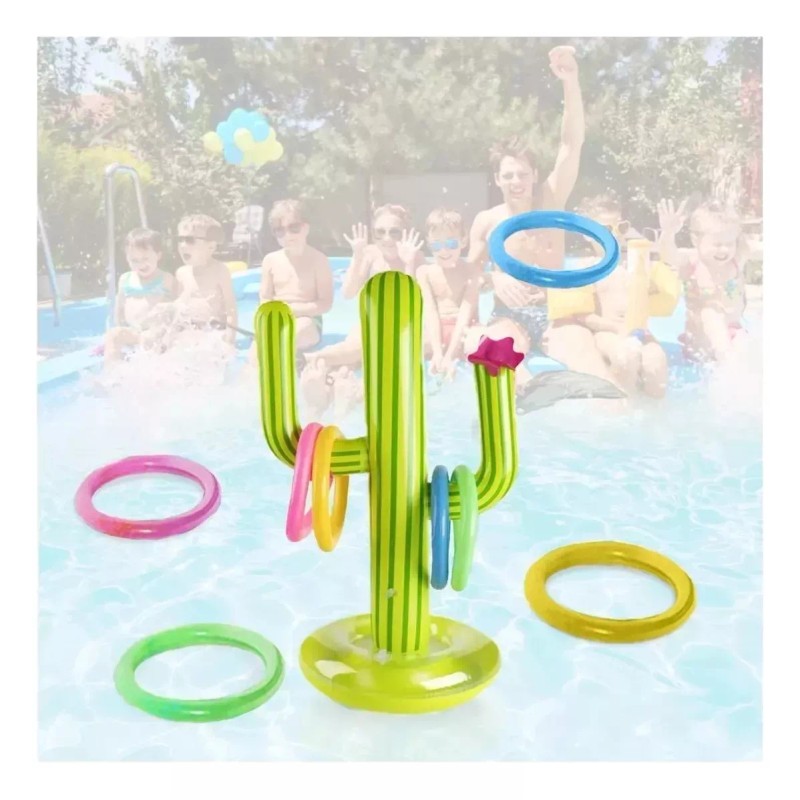 Veraly Juego Inflable De Cactus Lanzamiento De Aros Para Alberca