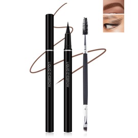 Eyebrow Pencil Coffee Brown, Brow Pencil with Ultra-Fine 0.01mm Brush-Tip, Multifunctional Liquid Eyeliner & Eyebrow Pen, Waterproof Sweat-Proof Long-lasting Quick Drying, with Brow Tool & Brush-04#