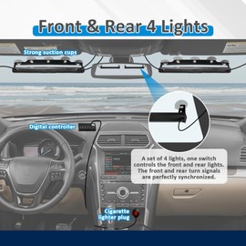 Wsays 2x14 and 2x17 inch Front & Rear Amber White Windshield LED Strobe Light Bar Compatible with Construction Snow Plow Vehicles Tow Trucks