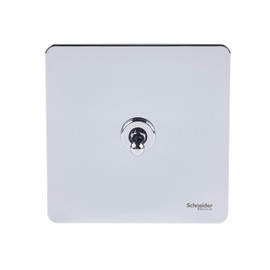 Schneider Electric Ultimate Screwless Flat Plate - Single Toggle 2 Way Light Switch, 16AX, GU1412TPC, Polished Chrome