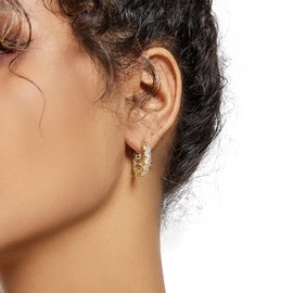 Earrings Silver/Gold/Rose Gold, Small Earrings Silver Hoop Earrings, Women's 925, Round Small Hoop Earrings, Silver Earrings Women's Earrings with Crystal Gifts for Women Girls, 18 mm, Yellow Gold