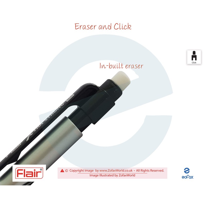 0.7mm FLAIR X-Tra Strong 2B Mechanical Pencils Rubber Tipped (BLACK