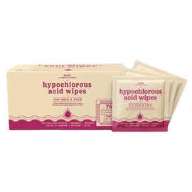 Hypochlorous Acid Wipes | Saline Solution and HOCl Infused Wound Cleaning Wipes for Skin & Face | Cleanses, Sanitizes & Soothes Skin Irritations, Fresh Piercings, Acne & Eczema | 75 Wipes