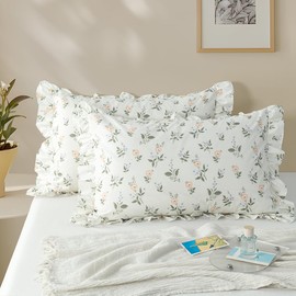 2 Pack Floral Ruffle Pillow Cover 14x20 Toddler, Microfiber Small Pillow Cases Yellow Purple Floral Pillow Cases, Soft Breathable and Non Shrinking Envelope Pillow Cases Patterned Pillow Cases