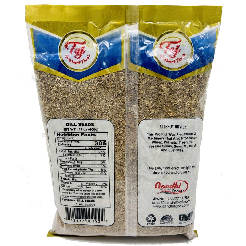 TAJ Premium Dill Seeds, Whole, Eneldo, Great for farming, adding