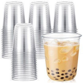 Ziliny 50 Pcs 14oz Disposable Stemless Glasses Crystal Plastic Wine Glasses Clear Classic Pet Cup for Meeting Weddings Birthdays Cocktail Graduation Party Supplies(Clear)