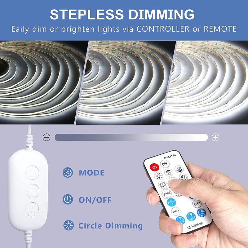 2-Pack RF Remote Dimmer for Single Color LED Strip Lights,PAUTIX
