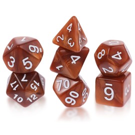 Abeillo 7-Piece DND Dice Set for Dungeon and Dragons, Polyhedral Dice RPG Role Playing Table Games D&D D20 D12 D10 D8 D6 D4 (Bronze Gold)