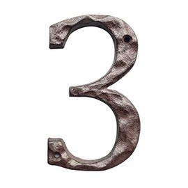 Cast Iron House Numbers-5 Inch Rustic Address Number- Solid & Heavy Duty/ Easy Install with Matching Screws-Number 3