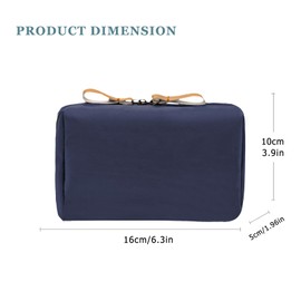 Long Keeper Small Cosmetic Bags Cute Make Up Bag Women Girls Travel Small Cosmetic Clutch Toiletry Bag Wash Bag Portable Makeup Organizer Cosmetic Zipper Pouch (Navy Blue)