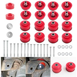 KF04060BK Body Mount Bushing kits Compatible with 2008-2016 F250 F350 Super Duty 2WD 4WD,Polyurethane Cab & Body Mount Steel Sleeves & Hardware, Red