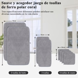 Yostyle Juego de Toallas de Baño de 8 Piezas,4 Toalla de Mano,2 Toalla,2 Toalla de Baño,Toallas de Vellón Coral Suaves y Cómodo,Fuerte Absorción de Agua y Secado Rápido,para Hotel, Hogar,Gimnasio