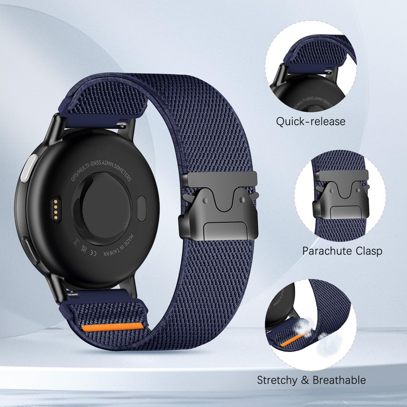 Sunnyson 20mm Stretchy Bands Compatible with Garmin Vivoactive 5/6/Forerunner 55/165,