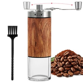 Moorstdel Manuelle Kaffeemühle, Hand-Kaffeemühle mit Teleskopgriff und Bürste, 6 einstellbare Grobheit, schnelles Mahlen, tragbar, manuelle Kaffeemühle, ideal für Zuhause, Büro oder Reisen