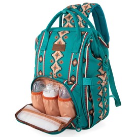 Wrangler Aztec Backpack Organized Daypack Travel Baby Bag with Stroller Strap and Side Bottle Pockets