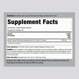 Piping Rock Piping Rock Butchers Broom Supplement | 1250 mg | 120 Capsules | Herbal Root Extract | Non-GMO, Gluten Free
