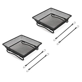 Paquete de 2 bandejas de comedero de pájaros de 8 x 8 pulgadas para plataformas de balcón, terraza, porche, bandeja de semillas de pájaros con 2 cuerdas elásticas para jardín, patio trasero, exterior