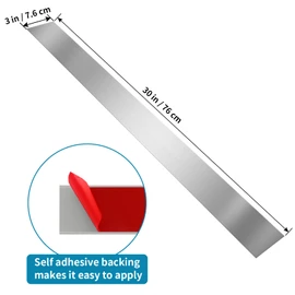 2 Pcs 304 Stainless Steel Sheet Gap Filler, 3" W x 30" L Trim Strip, Self Adhesive Gap Cover for Wall Oven and Microwave Combo, Cooktop, Range Hood (Brushed Nickel)