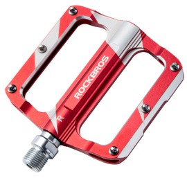 ROCK BROS Mountain Bike Pedals Flat Bicycle MTB Pedals 9/16 Lightweight Road Bike Pedals Carbon Fiber Sealed Bearing Flat Pedals Red