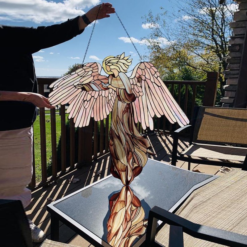 Angel Ornament Window Panel Hanging Angel Suncatcher Home Decoration