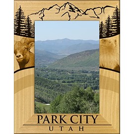 Saddle Mountain Souvenir Park City Utah Laser Engraved Wood Picture Frame Portrait (4 x 6)