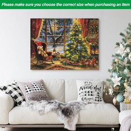 Looife - Cozy Christmas Eve Wall Art – Warm Holiday Living Room Scene with Tree and Gifts on Canvas – Framed Decor for Home or Office, 16x12inch