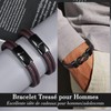 TERRISHE Gifts for Dad Bracelet Men's Leather Bracelet Engraved Leather