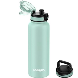 GOPPUS 1200ML/40OZ Stainless Steel Water Bottle 1.2 Litre Metal Vacuum Flask for Travel Double Walled Bottle Leakproof Coffee Flask for Outdoor Large Bottle with Wide Mouth Sport Flask Keep Hot/Cold