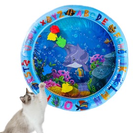 Inflatable Water Sensory Play Mat for Cats & Dogs – Thickened Cooling Pet Water Bed, Interactive Sensory water Play Mat for Cats Dogs with Dolphin Design