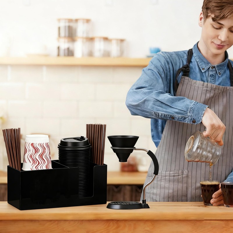 Coffee Cup Holder for Countertop, Acrylic Disposable Cup Organizer Black