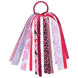 Western Cowgirl Hair Tie, 8.7" Boho Rodeo Ponytail Holder Hair Streamer Leopard Print Bow Elastic Rubber Band for Women Girls outfit Costume Dress Decor Accessory Birthday Gift